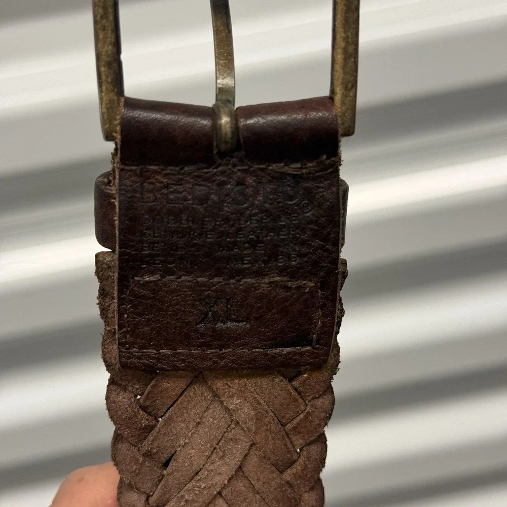 BED|STU Cobbler Series Genuine Leather Woven Belt Braided Brass XL 42